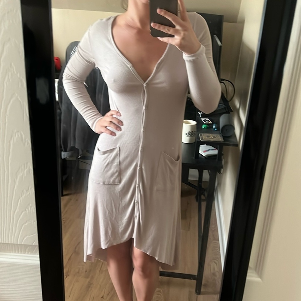 XS Lightweight Summer Button-Down Sweater Dress